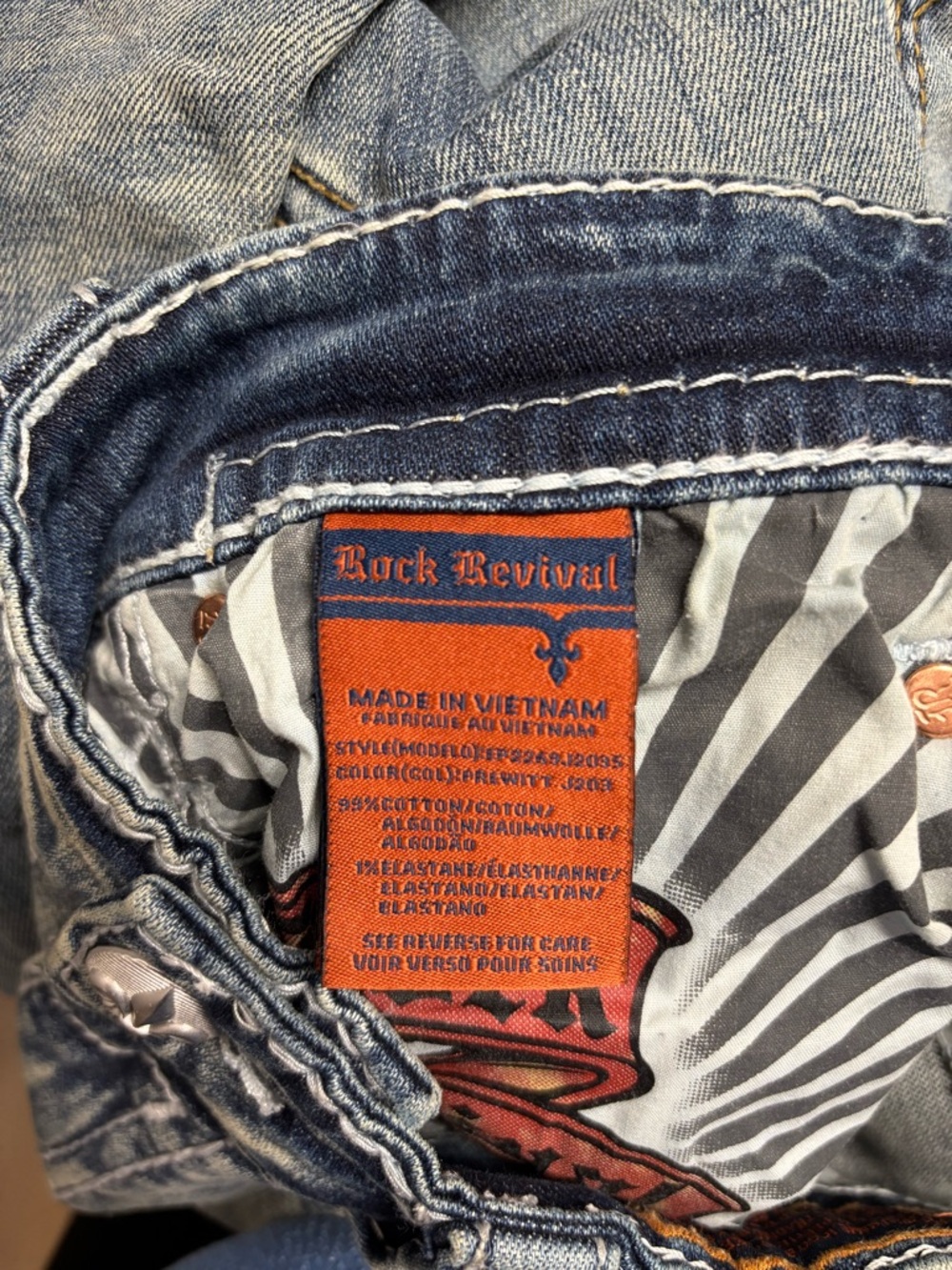 Rock Revival Men's Distressed Light Blue Washed Jeans - Picture 6 of 6